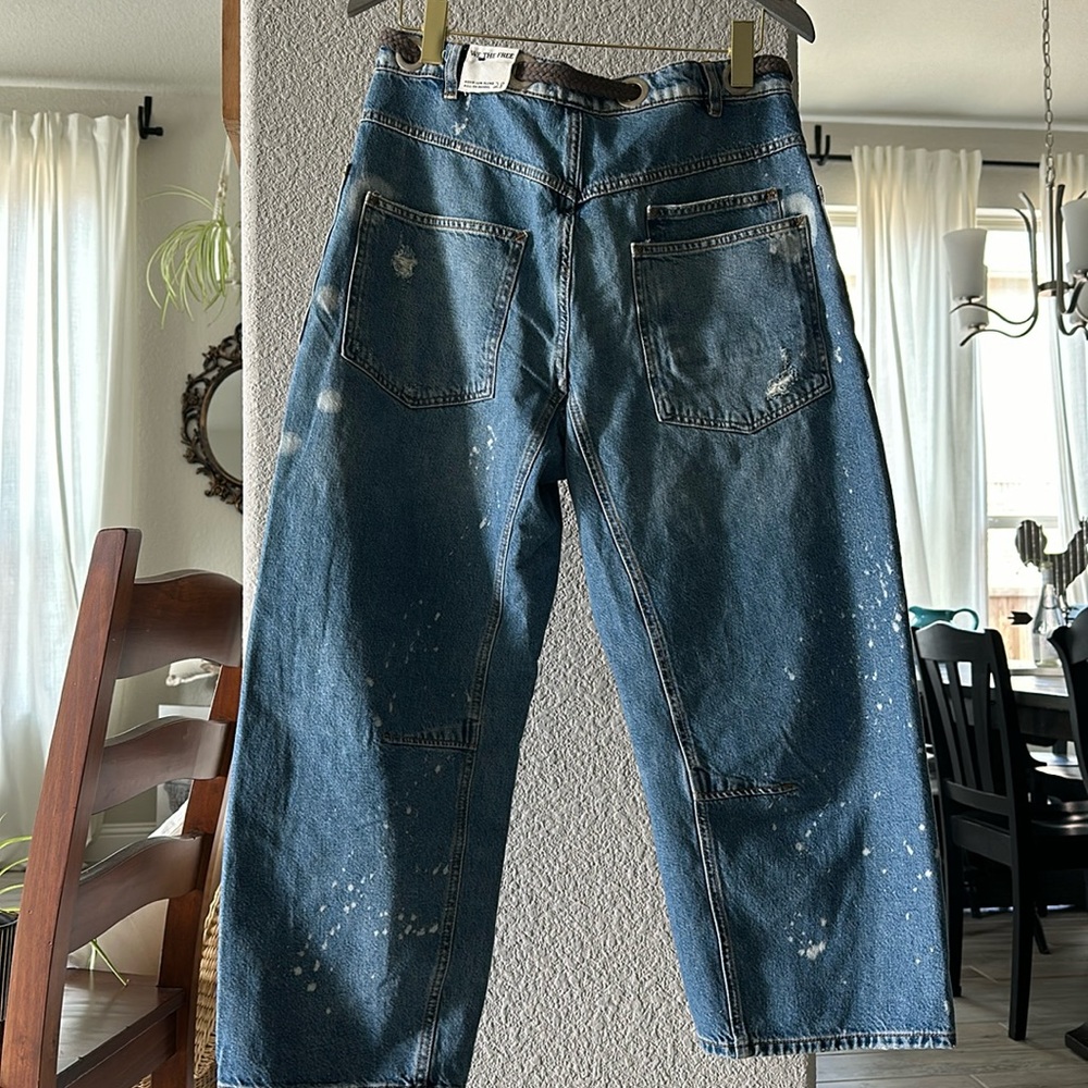 NWT Free People Moxie Pull-On Barrel Jeans Ripped Distressed Drawstring 28 Pull - Picture 8 of 13
